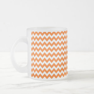 Oranje en wit Chevron Zigzag Pattern Matglas Koffiemok