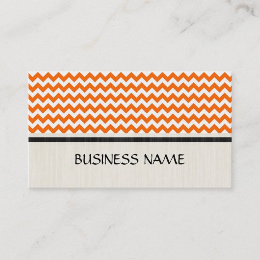 Oranje en wit Chevron Zigzag Pattern Visitekaartje (Voorkant)