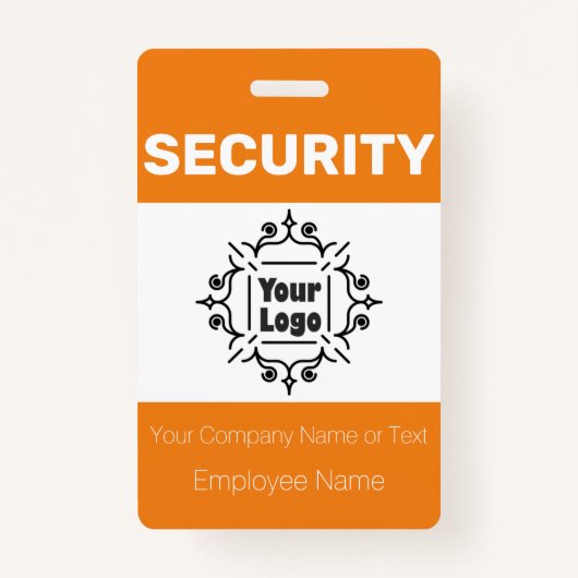 Oranje en wit Custom Logo Security Guard ID Badge (Voorkant)