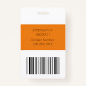 Oranje en wit Custom Logo Security Guard ID Badge (Achterkant)