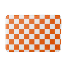 Oranje en wit dambordpatroon  badmat