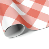 Oranje en wit diagonaal-Gingham-speldenstang Cadeaupapier (Rol Hoek)