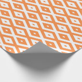 Oranje en wit diamantpatroon cadeaupapier (Hoek)