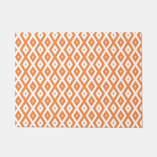 Oranje en wit diamantpatroon deurmat (Voorkant)