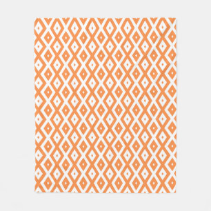 Oranje en wit diamantpatroon fleece deken