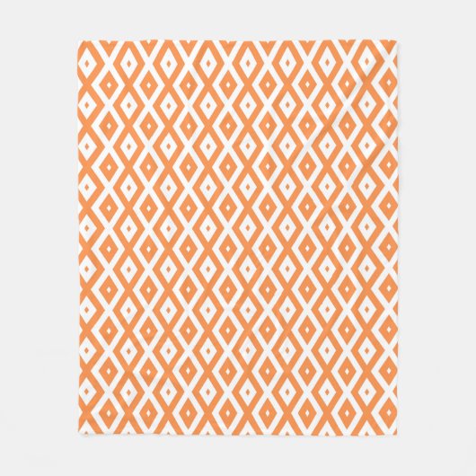 Oranje en wit diamantpatroon fleece deken (Voorkant)