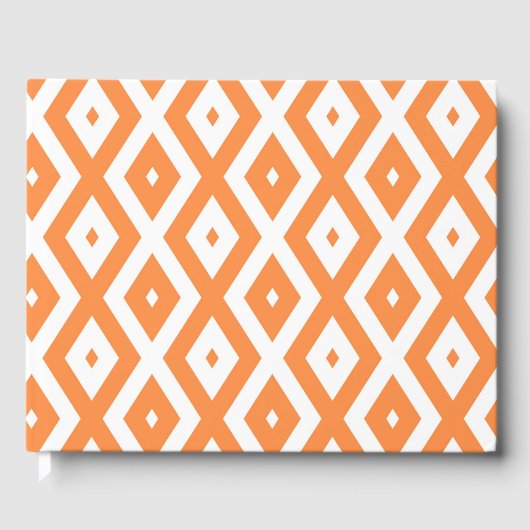 Oranje en wit diamantpatroon gastenboek (Voorkant)