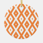 Oranje en wit diamantpatroon keramisch ornament (Voorkant)