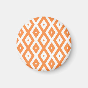Oranje en wit diamantpatroon magneet