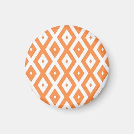 Oranje en wit diamantpatroon magneet (Voorkant)