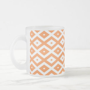 Oranje en wit diamantpatroon matglas koffiemok