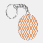 Oranje en wit diamantpatroon sleutelhanger (Voorkant Links)
