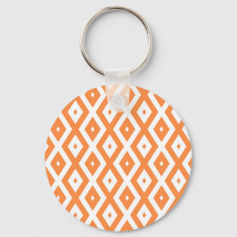 Oranje en wit diamantpatroon sleutelhanger