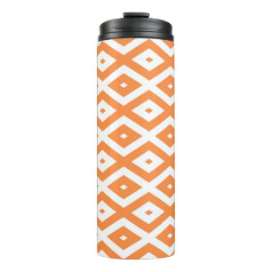 Oranje en wit diamantpatroon thermosbeker