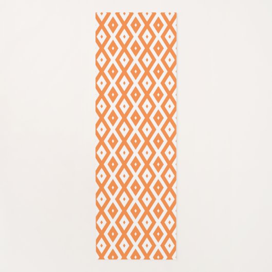Oranje en wit diamantpatroon yogamat (Voorkant)