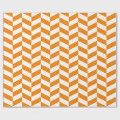 Oranje en wit Extra Groot Herringbone Cadeaupapier (Vlak)