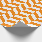 Oranje en wit Extra Groot Herringbone Cadeaupapier (Hoek)