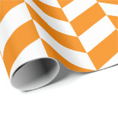 Oranje en wit Extra Groot Herringbone Cadeaupapier (Rol Hoek)