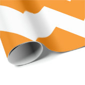 Oranje en wit Extra Grote Chevron Cadeaupapier (Rol Hoek)