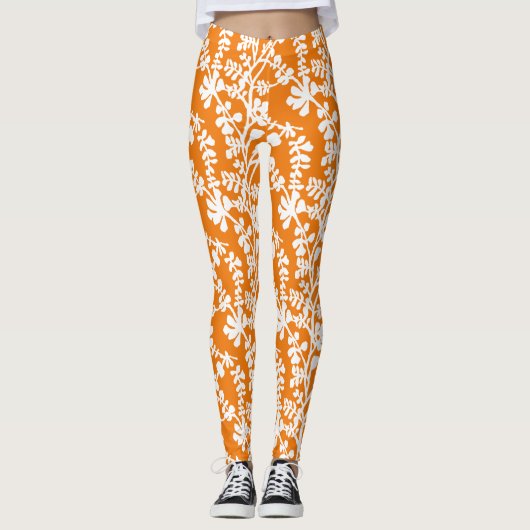 Oranje en wit flesje, herstellend patroon leggings (Voorkant)