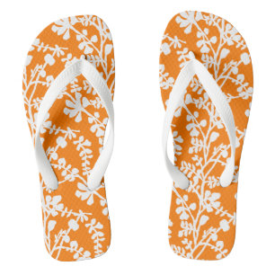 Oranje en wit flesje, herstellend patroon teenslippers