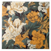 Oranje en wit  floreel tegeltje (Voorkant)