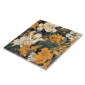 Oranje en wit  floreel tegeltje (Zijkant)