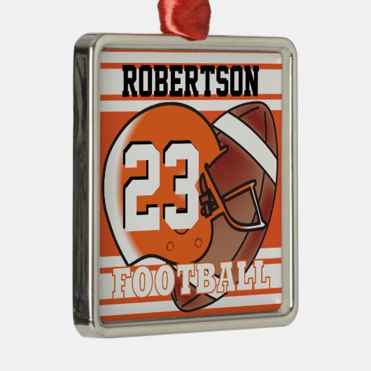 Oranje en wit Football Metalen Ornament (Rechts)