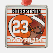Oranje en wit Football Metalen Ornament (Voorkant)