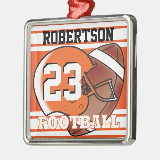 Oranje en wit Football Metalen Ornament (Links)