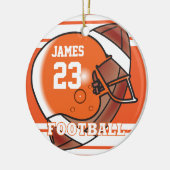 Oranje en wit Football 🏈 | Naam en nummer DIY Keramisch Ornament (Links)