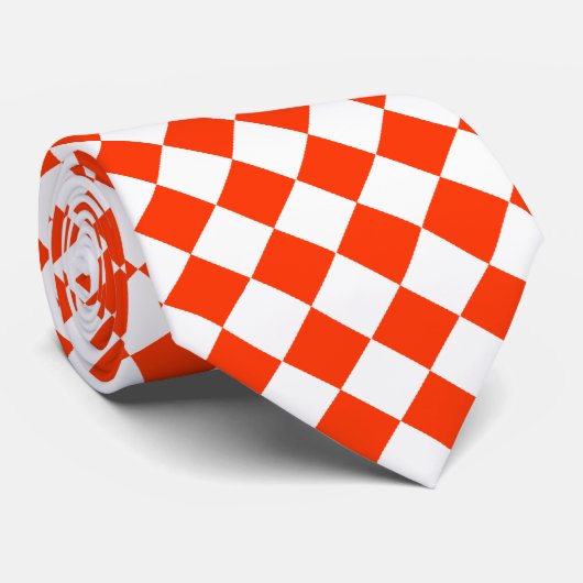 Oranje en Wit Gecontroleerd Stropdas (Opgerold)