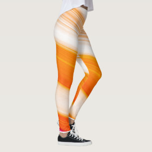 Oranje en wit gekleurde PatroonLeggings Leggings