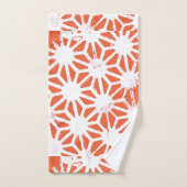 Oranje en wit geometrisch patroon bad handdoek (Handdoek)