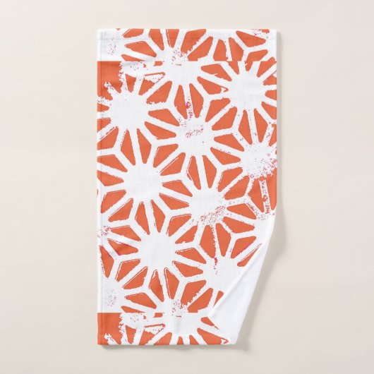 Oranje en wit geometrisch patroon bad handdoek (Handdoek)