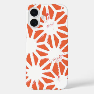 Oranje en wit geometrisch patroon iPhone 16 hoesje