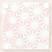 Oranje en wit geometrisch patroon glazen onderzetter (Achterkant)