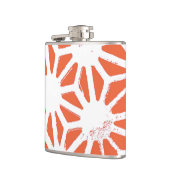 Oranje en wit geometrisch patroon heupfles (Links)