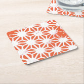 Oranje en wit geometrisch patroon kartonnen onderzetters (Schuin)