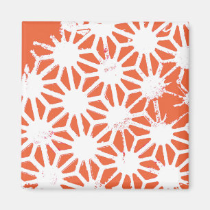 Oranje en wit geometrisch patroon magneet