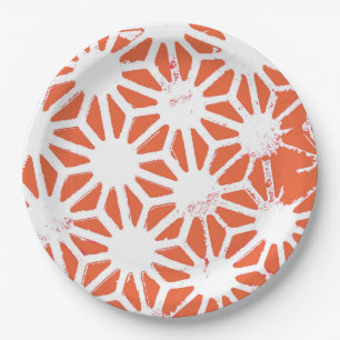 Oranje en wit geometrisch patroon papieren bordje