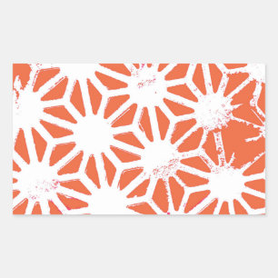 Oranje en wit geometrisch patroon rechthoekige sticker