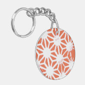 Oranje en wit geometrisch patroon sleutelhanger (Voorkant Links)