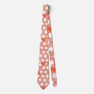 Oranje en wit geometrisch patroon stropdas