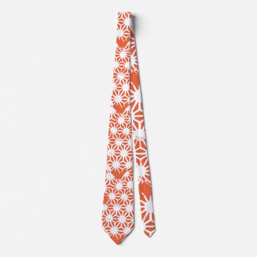 Oranje en wit geometrisch patroon stropdas (Voorkant)