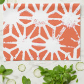 Oranje en wit geometrisch patroon theedoek (Gevouwen)