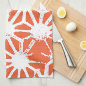 Oranje en wit geometrisch patroon theedoek (Quarter Fold)