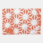 Oranje en wit geometrisch patroon theedoek (Horizontaal)