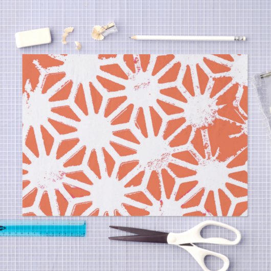 Oranje en wit geometrisch patroon tissuepapier (Craft)