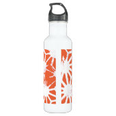 Oranje en wit geometrisch patroon waterfles (Achterkant)